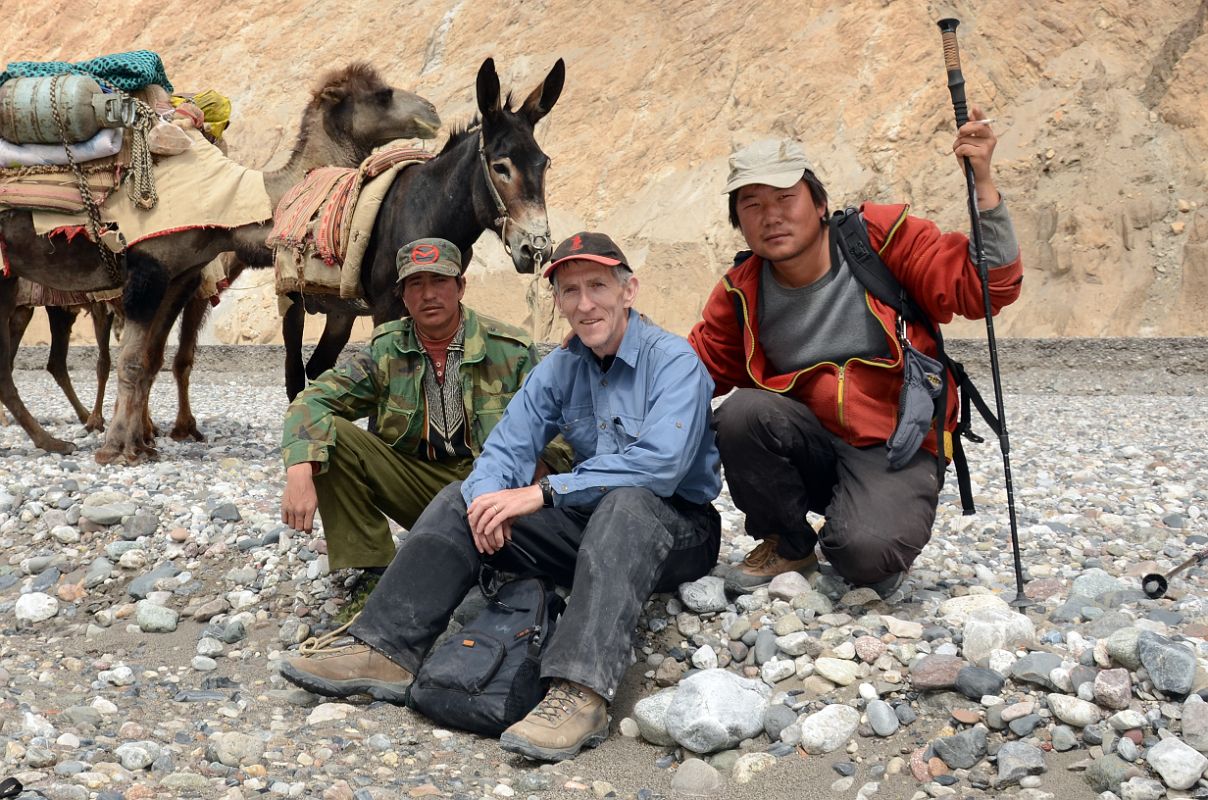 06 Camel Man, Jerome Ryan, Cook Shobo Resting In Wide Shaksgam Valley After Leaving Kerqin Camp On Trek To K2 North Face In China